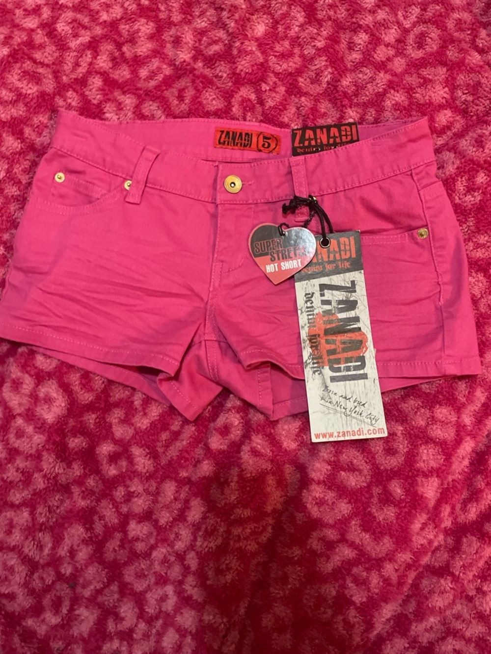 Zanadi Bright Pink Low-Rise Denim Shorts